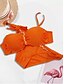cheap Tankini-Women&#039;s Bikini Tankini Swimsuit Print Color Block Blue Yellow Fuchsia Orange Plus Size Swimwear Halter Bathing Suits