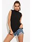 cheap Tank Tops-Women&#039;s Going out Blouse Shirt Solid Colored Standing Collar Tops Cotton Basic Basic Top Black