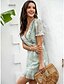 preiswerte Ausgefallene Kleider-Damen A Linie Kleid Minikleid Grün Kurzarm Geometrisch Patchwork Druck Sommer V-Ausschnitt Freizeit 2021 S M L XL