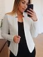 cheap Jackets-Women&#039;s Blazer Solid Colored Polyester Coat Tops White / Black / Red