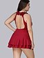 cheap Plus Size Swimwear-Women&#039;s One Piece Swimsuit Solid Colored Swimwear Bathing Suits Red