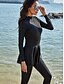 cheap One-Pieces-Women&#039;s Swimwear Rash Guard Diving Plus Size Swimsuit UV Protection Quick Dry Zipper for Big Busts Solid Color Black High Neck Bathing Suits Sports Holiday Summer / New / Padless