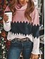 billige Sweaters-Dame bluse Farveblok Langærmet Løstsiddende Overdimensionerede Sweater Cardigans Efterår Rullekrave Lilla Lyserød Kakifarvet