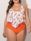 cheap Tankini-Women&#039;s Tankini Swimsuit Floral Orange Swimwear Bathing Suits
