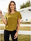 baratos Tops &amp; Blouses-Mulheres Blusa Camisa Social Sólido Decote Redondo Blusas Camisetas Básicas Azul Vermelho Amarelo