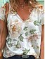 abordables T-shirts-Mujer Camiseta Floral Flor Estampado Escote en Pico Tops Algodón Blanco