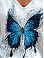 abordables T-shirts-T shirt Tee Femme du quotidien Papillon Imprimé Animal Manches Courtes Col V Imprimer Blanche Hauts Standard S / 3D effet