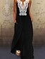 cheap Maxi Dresses-Women&#039;s Sheath Dress Maxi long Dress Black Sleeveless Color Block Deep V Hot Elegant Slim S M L XL XXL