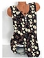 abordables Camisetas sin mangas-Mujer Camiseta sin mangas Floral Flor Escote en Pico Tops Top básico Negro Amarillo Rosa