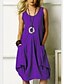 cheap Casual Dresses-Women&#039;s Sundress Knee Length Dress Purple Yellow Fuchsia Black Orange Brown Gray Light Blue Sleeveless Summer Round Neck Hot Casual 2021 S M L XL XXL 3XL 4XL 5XL