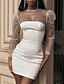 cheap Bodycon Dresses-Women&#039;s Sheath Dress Short Mini Dress White Long Sleeve Solid Color Summer Round Neck Elegant Sexy 2021 S M L XL XXL