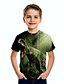 baratos Camisetas Para Meninos-Infantil Para Meninos Camisa Camiseta Manga Curta Dinossauro Animal Estampado Verde Crianças Blusas Verão Básico Legal