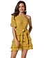 abordables Vestidos Mini-Mujer Vestido de Vaina Mini vestido corto Amarillo Media Manga Color sólido Verano Un Hombro Casual Sensual 2021 S M L XL