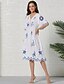 billige Boheme-inspirerede kjoler-Dame Swing Kjole Knælange Kjole Hvid Halvlange ærmer Geometrisk Sommer V-hals Afslappet 2021 S M L XL