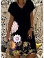 cheap Casual Dresses-Women&#039;s Shift Dress Knee Length Dress Blue Black Red Short Sleeve Floral Print Summer V Neck Hot Casual 2021 S M L XL XXL 3XL 4XL 5XL
