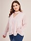 preiswerte Tops in Übergröße-Damen Hemd Bluse Rosa Einfarbig Langarm Täglich Halsband V Ausschnitt Regular Fit Übergrössen Frühling