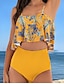 cheap Tankini-Women&#039;s Tankini Swimwear Swimsuit Bathing Suits - Geometric Light Blue Black Blue Red Yellow S M L