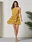 baratos Mini Vestidos-Mulheres Vestido da bainha Mini vestido curto Amarelo Meia Manga Côr Sólida Verão Assimétrico Casual Sensual 2021 S M L XL