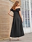 cheap Boho Dresses-Women&#039;s Swing Dress Maxi long Dress Black Brown Short Sleeve Solid Color Summer Off Shoulder Elegant Casual 2021 S M L XL XXL