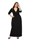 cheap Plus Size Dresses-Women&#039;s Sheath Dress Maxi long Dress Black Blue Wine Khaki 3/4 Length Sleeve Solid Color Fall V Neck Sexy 2021 L XL XXL 3XL / Plus Size
