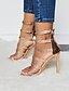cheap Sandals-Women&#039;s Sandals Daily High Heel Sandals Summer Rhinestone Pumps Peep Toe PU Zipper Gold
