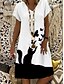 cheap Casual Dresses-Women&#039;s Knee Length Dress Shift Dress White Short Sleeve Print Cat Animal V Neck Spring Summer Casual 2022 M L XL XXL 3XL