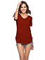 cheap T-Shirts-Women&#039;s T shirt Solid Colored V Neck Tops Basic Basic Top White Black Blue