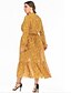 abordables Vestidos de Talla Grande de mujer-Mujer Vestido de una línea Vestido Midi Amarillo Manga Larga Floral Verano Escote en Pico Casual Boho 2021 XL XXL 3XL 4XL 5XL 6XL / Tallas Grandes