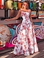 cheap Boho Dresses-Women&#039;s Strap Dress Maxi long Dress - Sleeveless Floral Slim White S M L XL