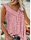 abordables Tops &amp; Blouses-Mujer Blusa Camisa Patrón Gráfico Estampado Escote en Pico Tops Blanco Azul Piscina Rosa
