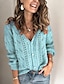 cheap Sweaters-Women&#039;s Solid Colored Cardigan Long Sleeve Sweater Cardigans V Neck Black Blue Red