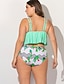 cheap Tankini-Women&#039;s Tankini Swimsuit Geometric Green Swimwear Bathing Suits