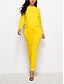 cheap Jumpsuits &amp; Rompers-Women&#039;s Set Black Yellow Wine Solid Colored Ruffle Basic Round Neck Regular Fit