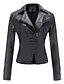 cheap Jackets-Women&#039;s Solid Colored Drawstring Streetwear Winter Faux Leather Jacket Short Daily Long Sleeve PU Coat Tops Black