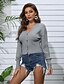 cheap Sweaters &amp; Cardigans-Women&#039;s Cardigan Solid Colored Long Sleeve Sweater Cardigans Fall Winter V Neck Blue Blushing Pink Gray