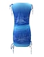 preiswerte Bodycon Kleider-Damen Etuikleid Minikleid Blau Ärmellos Volltonfarbe Gerüscht Sommer Quadratischer Ausschnitt heiß Sexy 2021 S M L XL