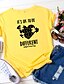 abordables T-shirts-Mujer Camiseta Negro Blanco Amarillo Estampado Graphic Corazón Diario Fin de semana Manga Corta Escote Redondo Básico 100% Algodón Regular S