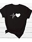 preiswerte T-shirts-Damen T-Shirt Grafik Herz Text Druck Rundhalsausschnitt Grundlegend Oberteile 100% Baumwolle Weiß Schwarz Rote