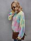 cheap Furs &amp; Leathers-Women&#039;s Tie Dye Basic Fall &amp; Winter Teddy Coat Regular Daily Long Sleeve Polyester Coat Tops Yellow
