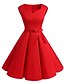 cheap Boho Dresses-Women&#039;s Swing Dress Knee Length Dress Blue Black Red Sleeveless Solid Color Zipper Spring Summer V Neck Hot Vintage Holiday 2021 S M L XL XXL