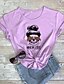 economico T-shirts-Per donna maglietta Pop art Testo Stampe astratte Con stampe Rotonda Essenziale Top 100% cotone Bianco Viola Giallo / Teschi