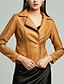 preiswerte Damen Jacken-Damen Lederjacke Kunstlederjacke Täglich Standard Mantel Regular Fit Jacken Langarm Schwarz Braun