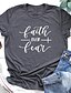 cheap T-Shirts-Women&#039;s Faith T shirt Graphic Text Graphic Prints Print Round Neck Basic Tops 100% Cotton White Black Purple