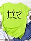 billige T-shirt-Dame Plusstørrelser T-shirt Bourgogne-T-shirt 100 % bomuld Hjerte Grafisk Bogstaver Afslappet Daglig Weekend Sort Hvid Gul Trykt mønster Kortærmet Basale Rund hals Faith Hope Love Regulær