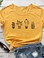cheap T-Shirts-Women&#039;s T shirt Graphic Text Graphic Prints Print Round Neck Basic Tops 100% Cotton Black Yellow Fuchsia