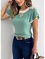 cheap T-Shirts-Women&#039;s T shirt Solid Colored Cut Out Round Neck Tops Basic Basic Top Black Green