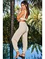 abordables Two Piece Sets-Mujer Camiseta sin mangas Beige Color sólido Básico Delgado