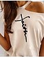 abordables T-shirts-Mujer Fe Camiseta Letra Cuello halter Tops Corte Ancho Top básico Blanco Negro