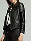 cheap Jackets-Women&#039;s Solid Colored Spring &amp;  Fall Faux Leather Jacket Regular Daily Long Sleeve PU Coat Tops Black