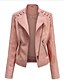 cheap Jackets-Women&#039;s Jacket Faux Leather Jacket Pocket Basic Casual Daily Date Vacation Valentine&#039;s Day Coat Short PU Lilac Pink Apricot Black Fall Winter Spring Stand Collar Regular Fit S M L XL XXL XXXL